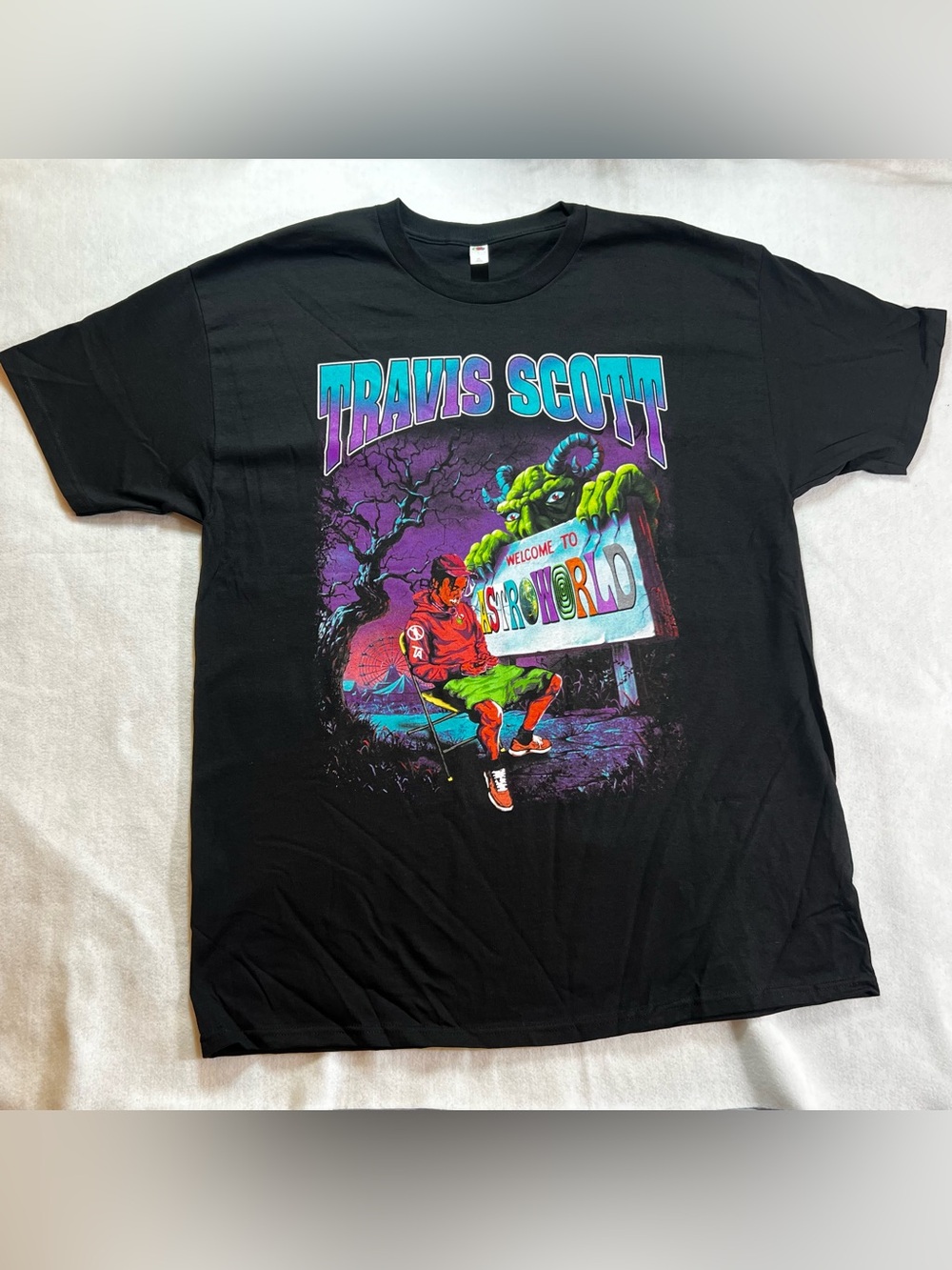 Travis Scott Black Graphic Tee - Astroworld Design (0095)